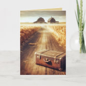 Oude koffer op een onverharde weg kaart (Voorkant)