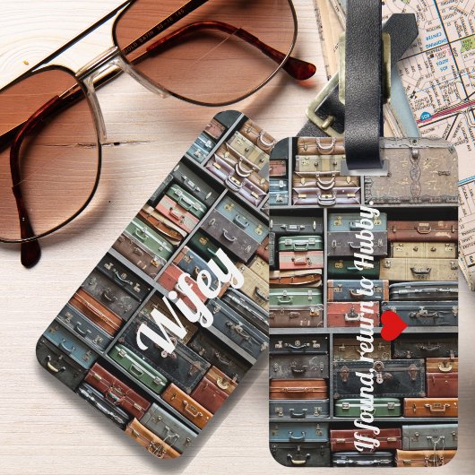 Oude Koffer Vrouwtje Reizen Zwerflust Grappig Bagagelabel