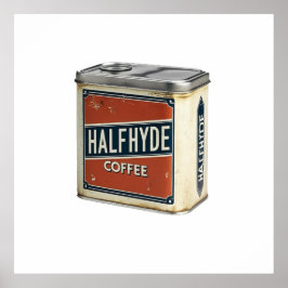 Oude koffieblik Halfhyde Coffee Company Poster