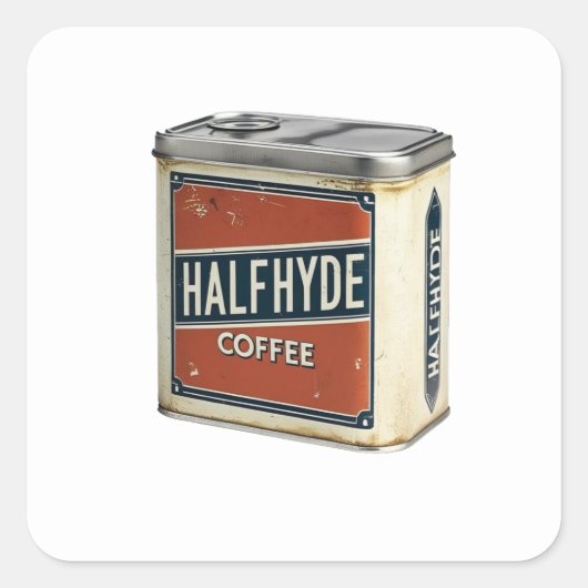 Oude koffieblik Halfhyde Coffee Company Vierkante Sticker (Voorkant)