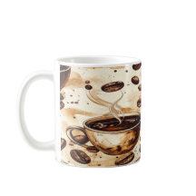 Oude koffiebonenpatroon mok - Rustieke caféstijl
