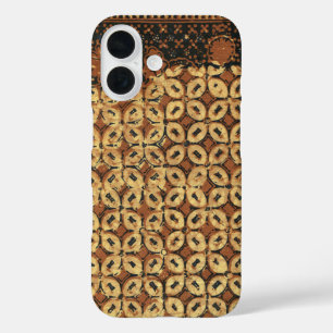 Oude Koffieboon Geometrisch Batikpatroon iPhone 16 Hoesje
