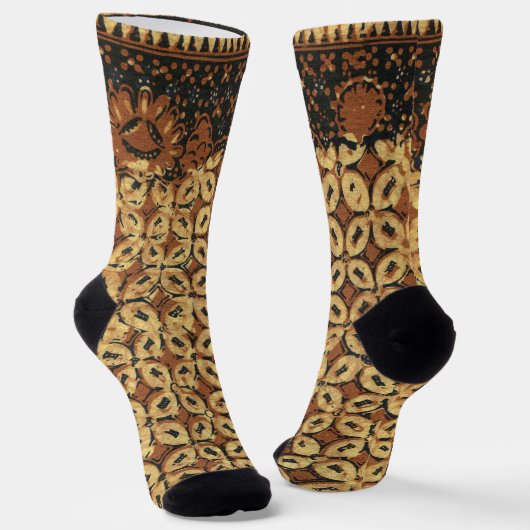 Oude Koffieboon Geometrisch Batikpatroon Sokken (Gebogen)