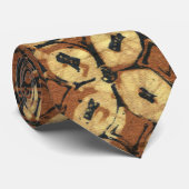 Oude Koffieboon Geometrisch Batikpatroon Stropdas (Opgerold)