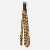 Oude Koffieboon Geometrisch Batikpatroon Stropdas (Achterkant)