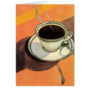 Oude koffiekop, schotel, lepel, retro diner