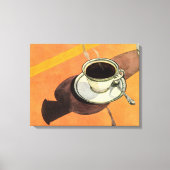 Oude koffiekop, schotel, lepel, retro diner canvas afdruk (Voorkant)