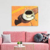 Oude koffiekop, schotel, lepel, retro diner canvas afdruk (Insitu (Woonkamer))