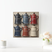 Oude koffiepotten  vierkante klok (Huis)