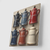 Oude koffiepotten  vierkante klok (Hoek)