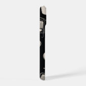 Oude koffieradio gloeilamp patroon stof iPhone 15 case (Rechterkant)