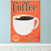 Oude koffiereclameposter canvas afdruk (Insitu (Houten vloer))