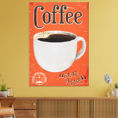 Oude koffiereclameposter canvas afdruk (Insitu (Woonkamer))