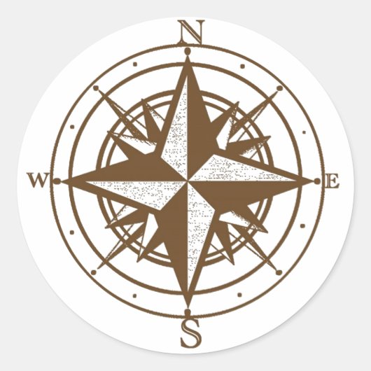 Oude kompas ronde sticker (Voorkant)
