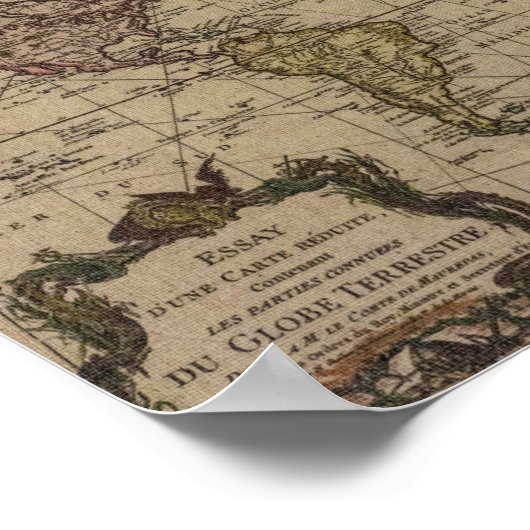 Oude kompas van de Wereld Poster (Hoek)