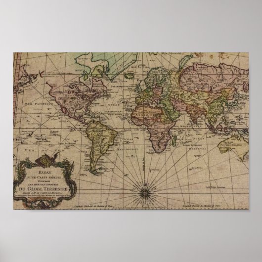 Oude kompas van de Wereld Poster (Voorkant)