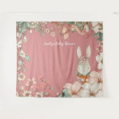 Oude konijn babyshower achtergrond landschap Roze Wandkleed (Voorkant (horizontaal))