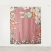 Oude konijn babyshower achtergrond landschap Roze Wandkleed (Voorkant)