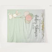 Oude Konijn Ballonnen Bloemige Baby Shower Achterg Wandkleed (Voorkant (horizontaal))