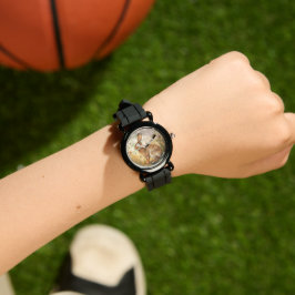 Oude Konijn, Bloemen Tuin, Geruite Kunst Horloge