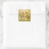 Oude Konijn/Easter Egg/Lente Vlies  Vierkante Sticker (Tas)