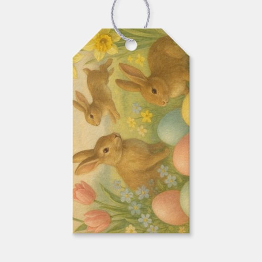 Oude Konijn/Easter Paasei/Lente Cadeaulabel (Voorkant)