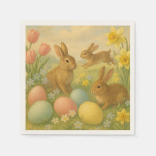 Oude Konijn/Easter Paasei/Lente   Servet
