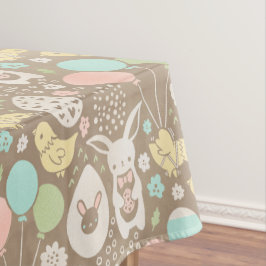 Oude Konijn Eieren Kuikens Pastel Bruin Pasen Tafelkleed