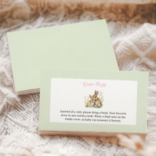 Oude Konijn Groen Gingham Luier Raffle Informatiekaartje