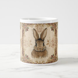 Oude Konijn, Knuffel Konijn met Bloemen Patroon  Grote Koffiekop