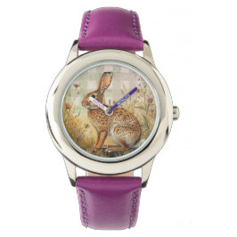 Oude Konijn Konijntje,Bloemen Tuin,Schaakbord Kuns Horloge