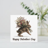 Oude Konijn Met Wilde Bloemen Kaart (Staand voorkant)