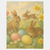 Oude Konijn Pasen Ei/Lente Fleece Deken (Voorkant)