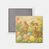 Oude Konijn Pasen Ei/Lente Fleece  Magneet (Voorkant / Achterkant)