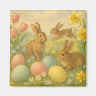 Oude Konijn Pasen Ei/Lente Fleece  Magneet