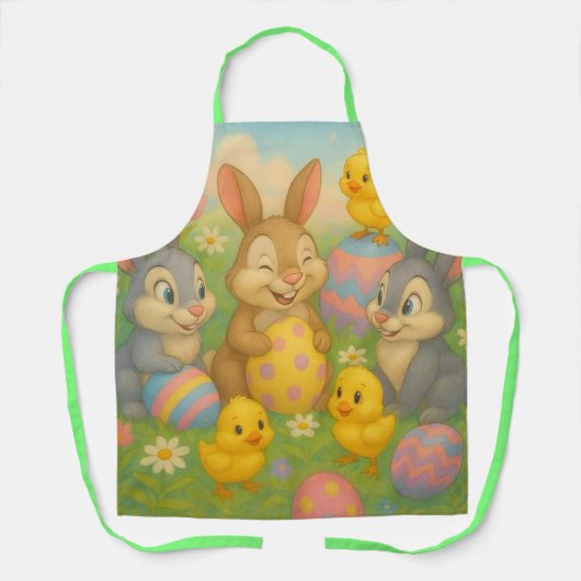 Oude Konijn Pasen Ei/Lente Schort (Voorkant)
