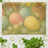 Oude Konijn Pasen Ei/Lente   Theedoek (Gevouwen)