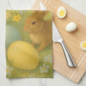 Oude Konijn Pasen Ei/Lente   Theedoek (Quarter Fold)