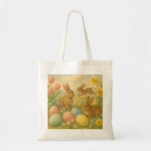Oude Konijn Pasen Ei/Lente Tote Bag (Voorkant)