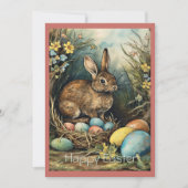 Oude Konijn Pasen Eieren Bos Feestdagenkaart (Voorkant)