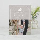 Oude Konijn Pasen Fotokaart - Grijs Kaart (Staand voorkant)