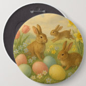 Oude Konijn/Pasensei/Lente Ronde Button 6,0 Cm (Voorkant /achterkant)