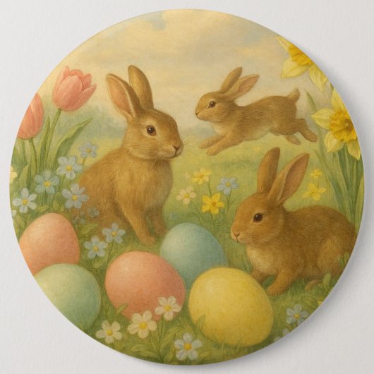 Oude Konijn/Pasensei/Lente Ronde Button 6,0 Cm (Voorkant)