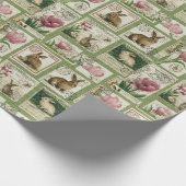 Oude Konijn & Tulp Postzegels Pasen Inpakpapier (Hoek)