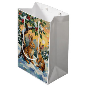 Oude Konijnen Onder de Hulstboom Kerstmis Medium Cadeauzakje