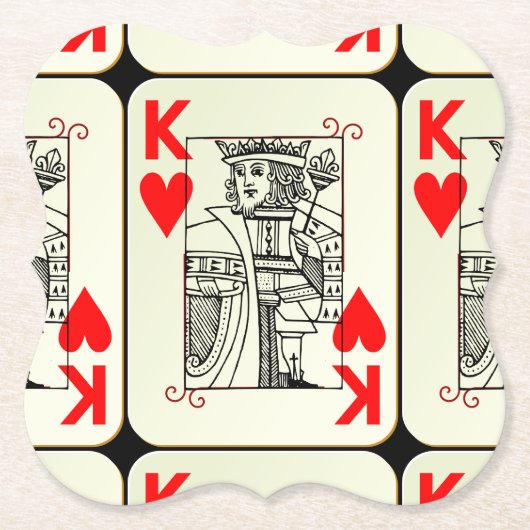 Oude koning van harten kartonnen onderzetters (Voorkant)
