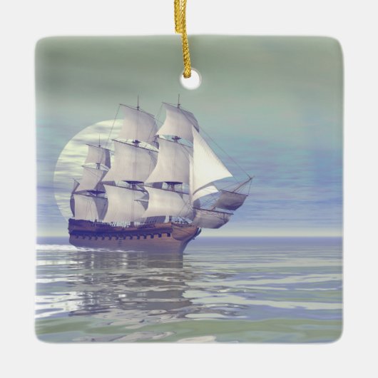 Oude koopvaardijschip - 3D rendering Keramisch Ornament (Voorkant)