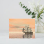 Oude koopvaardijschip op de oceaan - 3D rendering Briefkaart (Staand voorkant)