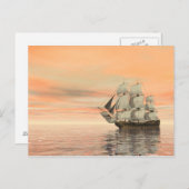 Oude koopvaardijschip op de oceaan - 3D rendering Briefkaart (Voorkant / Achterkant)