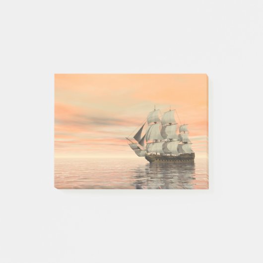 Oude koopvaardijschip op de oceaan - 3D rendering Post-it® Notes (Voorkant)